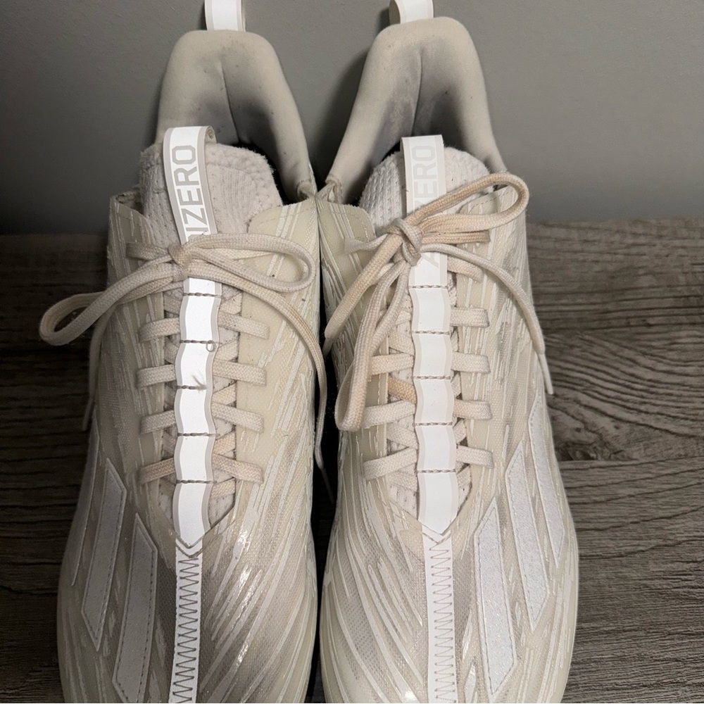 Men’s Adidas Adizero Football Cleats White Almond Toe Lace Up GX5413 Size 12 - Picture 6 of 9